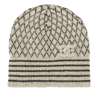 Chanel CC Diamond Cashmere Beanie, front view